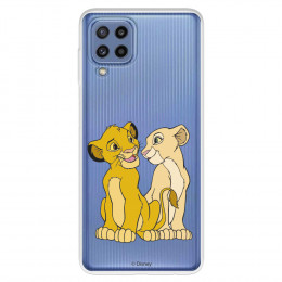 Funda para Samsung Galaxy M32 Oficial de Disney Simba y Nala Silueta - El Rey León