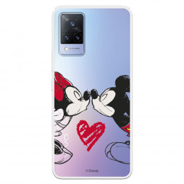 Funda para Vivo V21 5G Oficial de Disney Mickey y Minnie Beso - Clásicos Disney