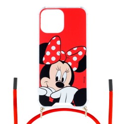 Funda Funda Minnie Fondo Rojo Colgante - Clásicos Disney para iPhone 13 Mini