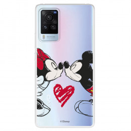 Funda para Vivo X60 Pro Oficial de Disney Mickey y Minnie Beso - Clásicos Disney