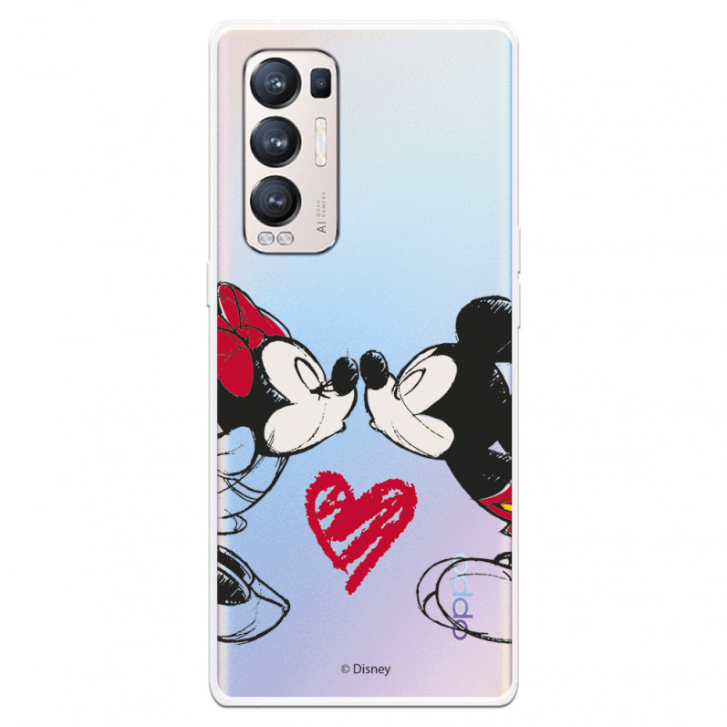 Funda para Oppo Find X3 Neo Oficial de Disney Mickey y Minnie Beso - Clásicos Disney