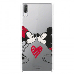 Funda para Sony Xperia L3 Oficial de Disney Mickey y Minnie Beso - Clásicos Disney