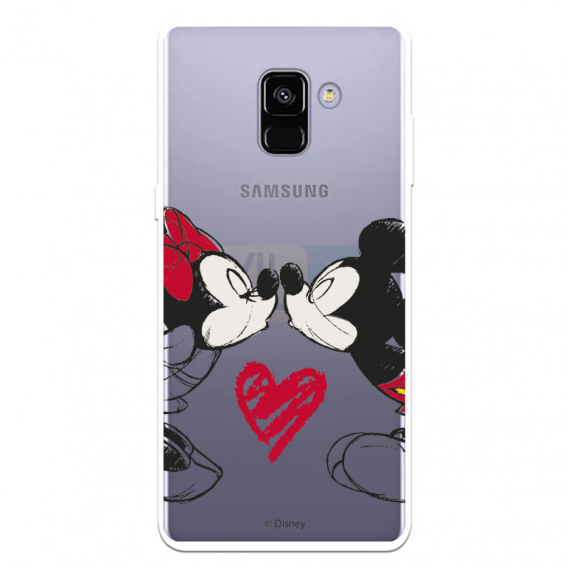 Funda para Samsung Galaxy A8 Plus 2018 Oficial de Disney Mickey y Minnie Beso - Clásicos Disney