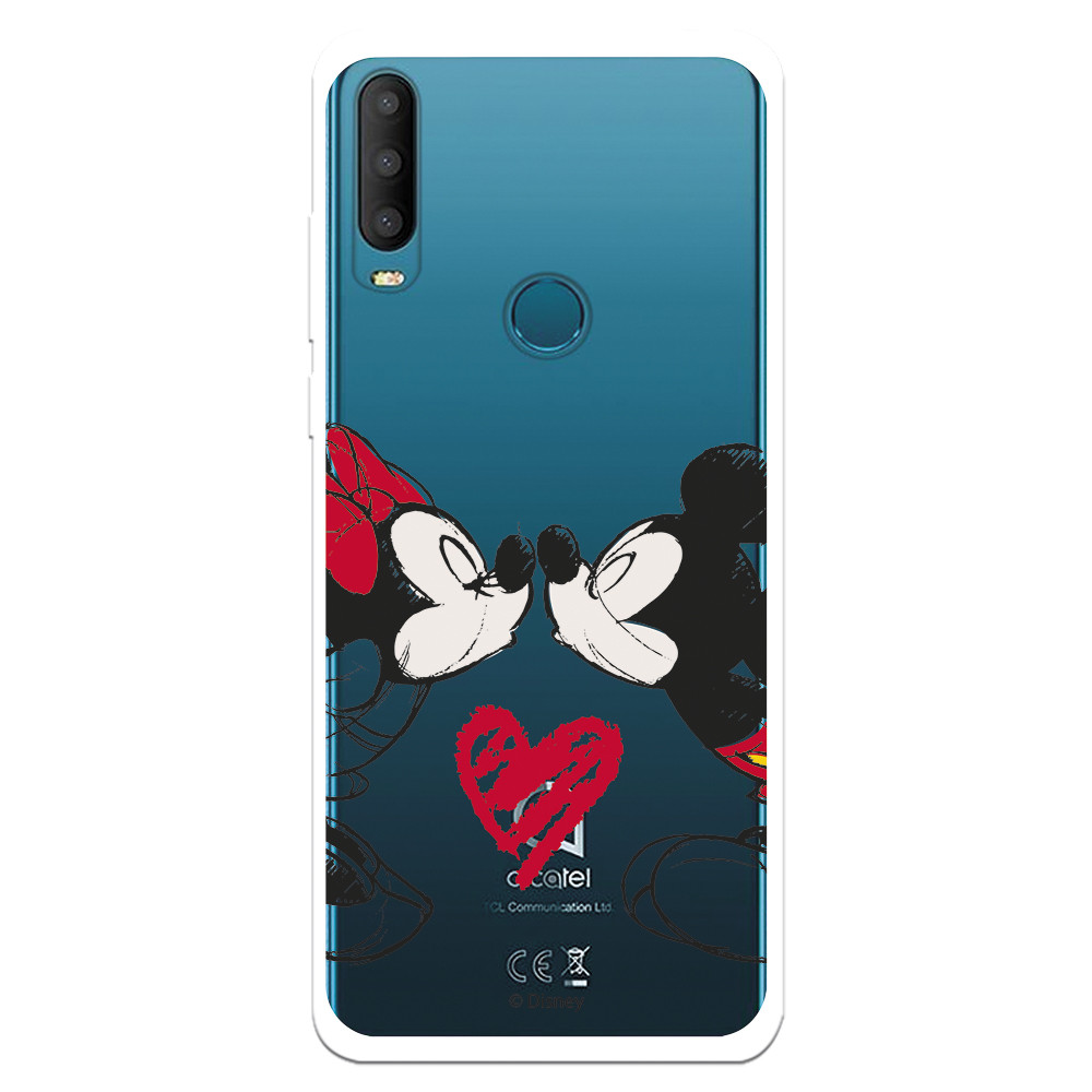 Coque pour Alcatel 3X 2019 Officielle de Disney Mickey et Minnie Bisou Classiques