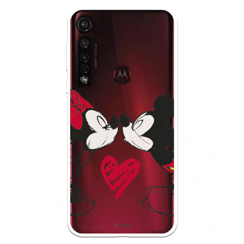 Funda para Motorola Moto G8 Plus Oficial de Disney Mickey y Minnie Beso - Clásicos Disney