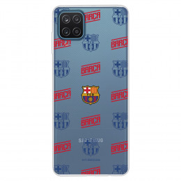 Funda para Samsung Galaxy M12 del Barcelona Escudo Patron Rojo y Azul Transparente - Licencia Oficial FC Barcelona