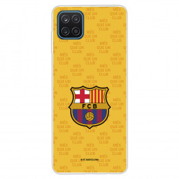Funda para Samsung Galaxy M12 del Barcelona Escudo Mes que un Club Fondo Amarillo - Licencia Oficial FC Barcelona