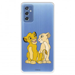Funda para Samsung Galaxy M52 5G Oficial de Disney Simba y Nala Silueta - El Rey León