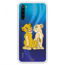 Funda para Xiaomi Redmi Note 8 2021 Oficial de Disney Simba y Nala Silueta - El Rey León