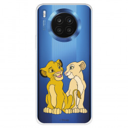 Funda para Huawei Honor 50 Lite Oficial de Disney Simba y Nala Silueta - El Rey León