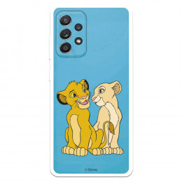 Funda para Samsung Galaxy A52 4G Oficial de Disney Simba y Nala Silueta - El Rey León