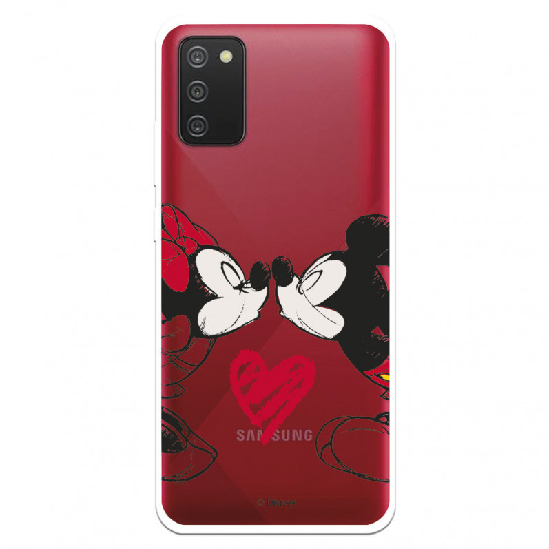 Coque pour Samsung Galaxy A02s Officielle de Disney Mickey et Minnie Bisou - Classiques Disney