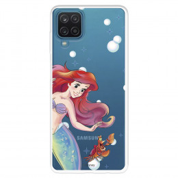 Funda para Samsung Galaxy M22 Oficial de Disney Ariel y Sebastián Burbujas - La Sirenita