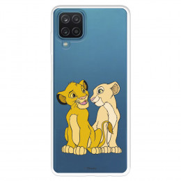 Funda para Samsung Galaxy M22 Oficial de Disney Simba y Nala Silueta - El Rey León