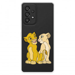Funda para Samsung Galaxy A53 Oficial de Disney Simba y Nala Silueta - El Rey León