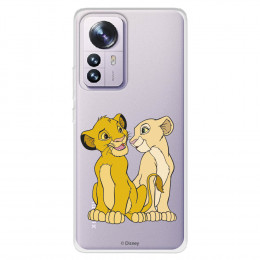 Funda para Xiaomi 12 Oficial de Disney Simba y Nala Silueta - El Rey León