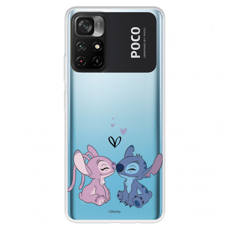 Coque pour Xiaomi Poco M4 Pro 5G Officielle de Disney Angel & Stitch Bisou - Lilo & Stitch