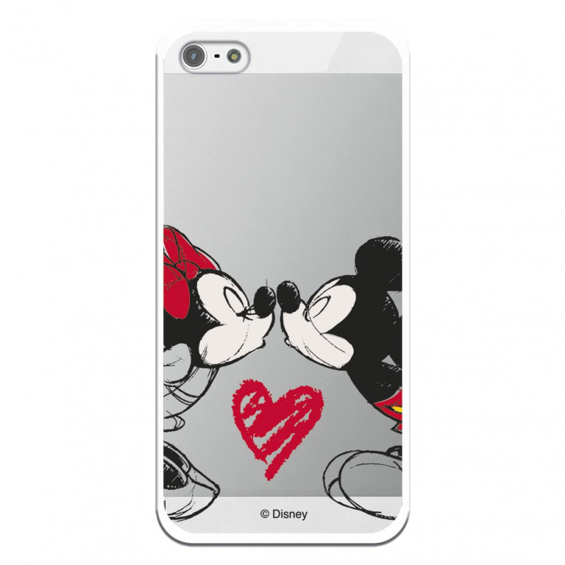 Coque pour iPhone SE 2022 Officielle de Disney Mickey et Minnie Bisou - Classiques Disney