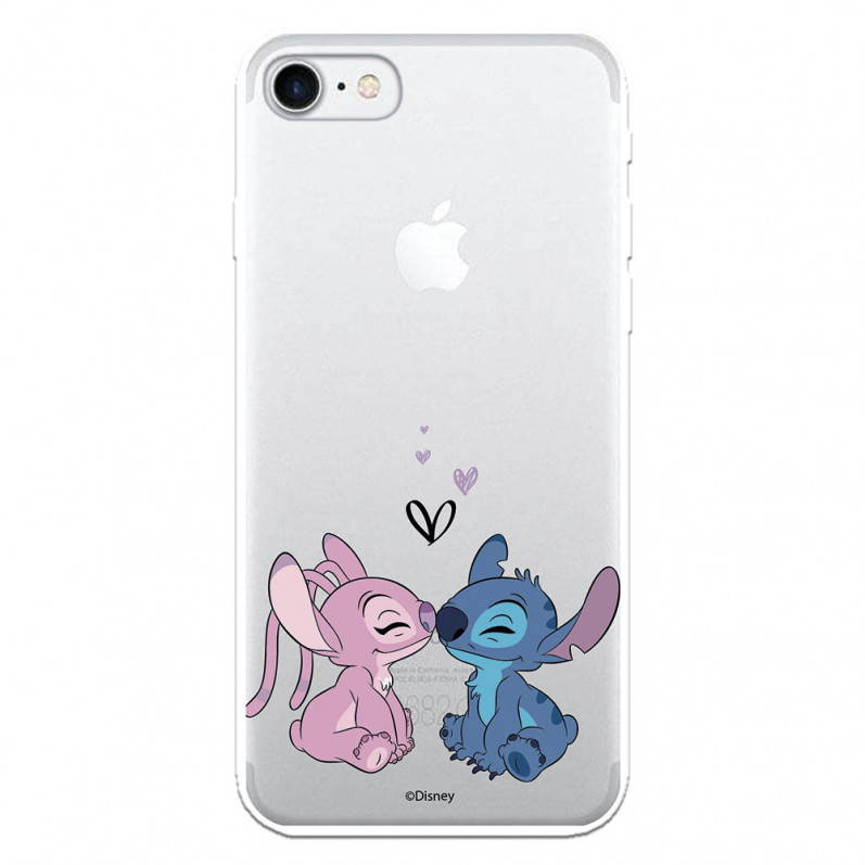 Coque pour iPhone SE 2022 Officielle de Disney Angel & Stitch Bisou - Lilo & Stitch