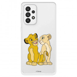 Funda para Samsung Galaxy A73 5G Oficial de Disney Simba y Nala Silueta - El Rey León