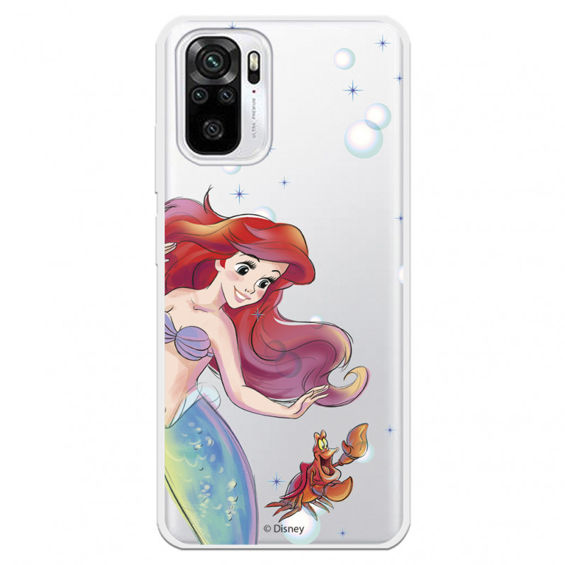 Coque pour Xiaomi Redmi Note 10 Officielle de Disney Ariel et Sébastien Bulles - La Petite Sirène