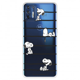 Funda para Motorola Moto G9 Plus Oficial de Peanuts Snoopy rayas - Snoopy