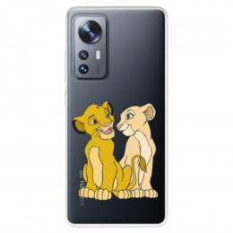 Funda para Xiaomi 12 Pro Oficial de Disney Simba y Nala Silueta - El Rey León