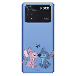 Funda para Xiaomi Poco M4 Pro 4G Oficial de Disney Angel & Stitch Beso - Lilo & Stitch