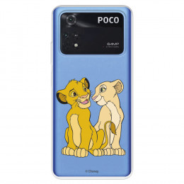 Funda para Xiaomi Poco M4 Pro 4G Oficial de Disney Simba y Nala Silueta - El Rey León
