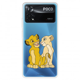 Funda para Xiaomi Poco X4 Pro Oficial de Disney Simba y Nala Silueta - El Rey León