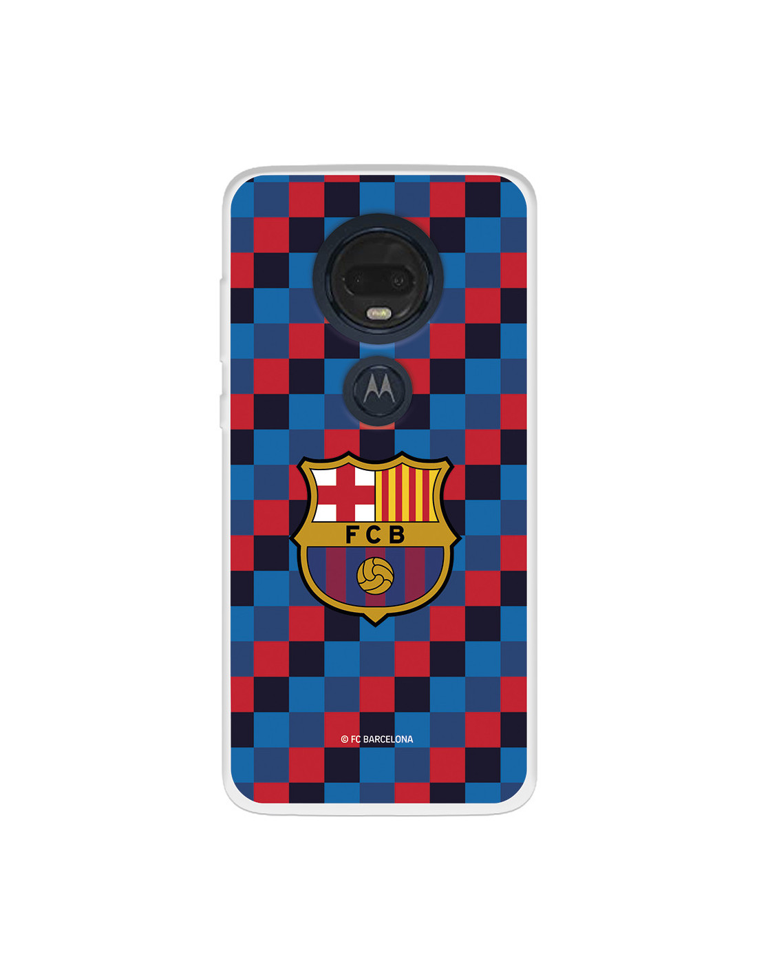 Funda para Motorola G7 Plus del FC Barcelona Fondo Cuadros Licencia Oficial FC