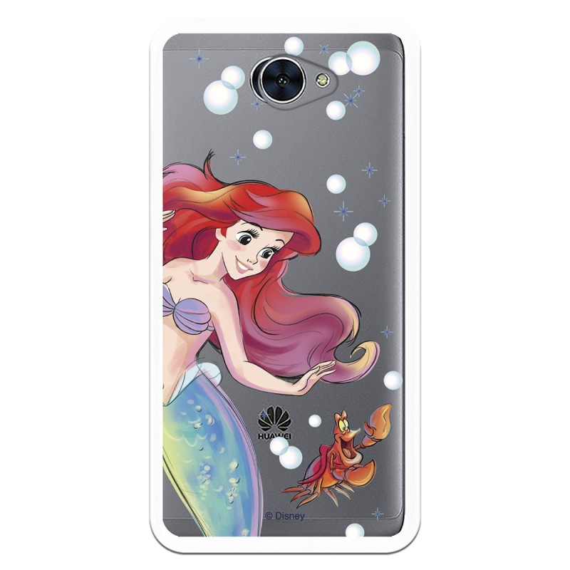 Funda Oficial Disney Sirenita y Sebastián Transparente para Huawei Y7 - La Sirenita