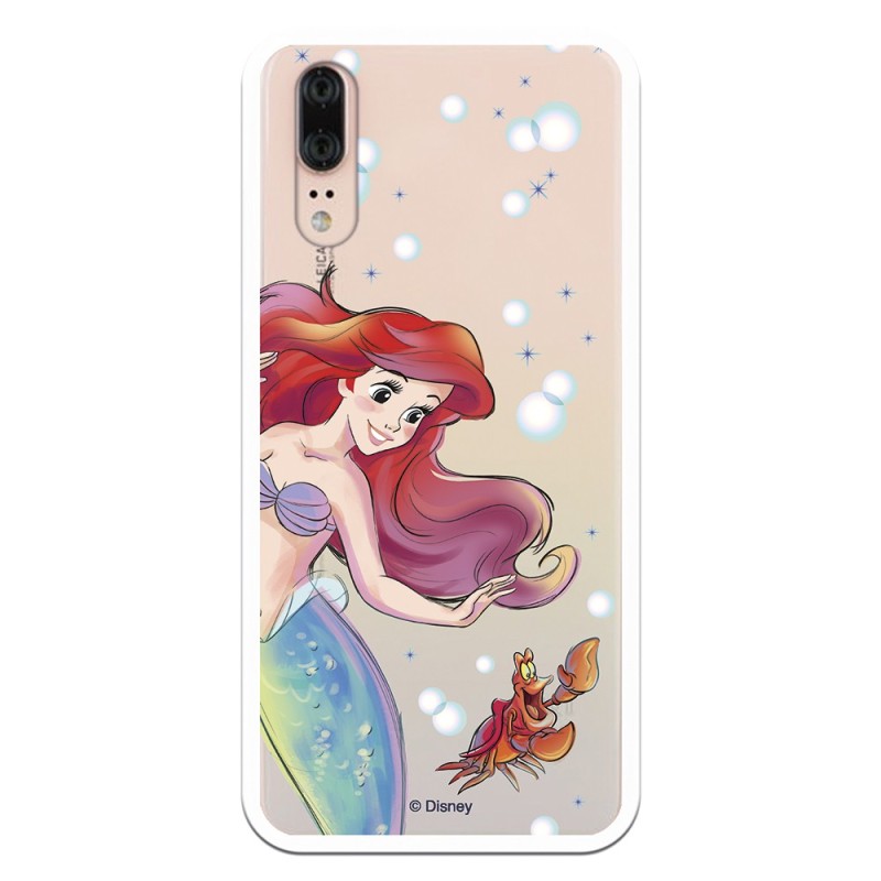 Funda Oficial Disney Sirenita y Sebastián Transparente para Huawei P20 - La Sirenita