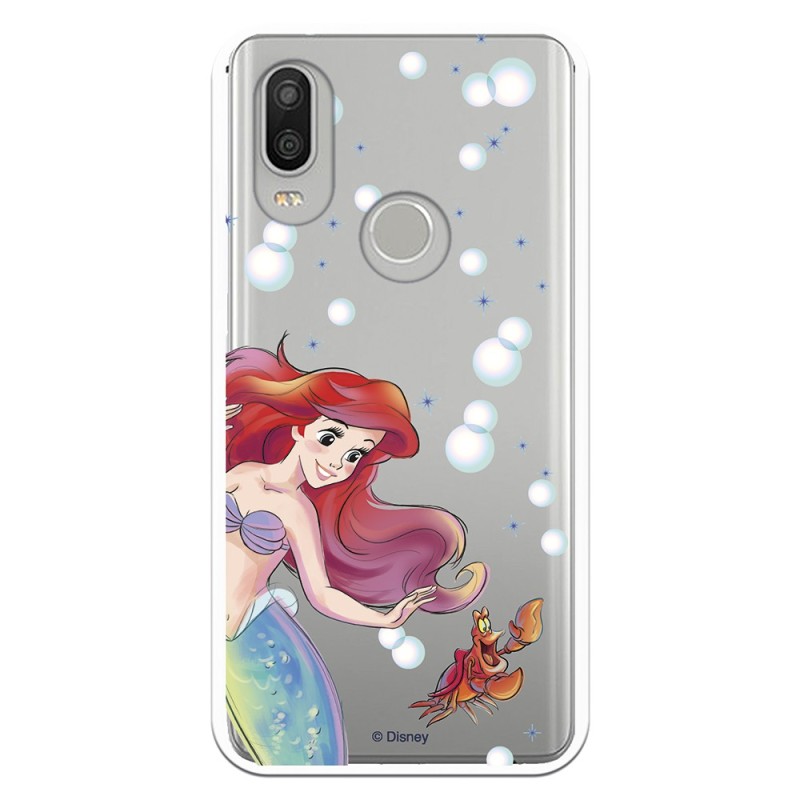 Funda Oficial Disney Sirenita y Sebastián Transparente para BQ Aquaris X2 Pro - La Sirenita