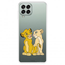 Funda para Samsung Galaxy M33 5G Oficial de Disney Simba y Nala Silueta - El Rey León