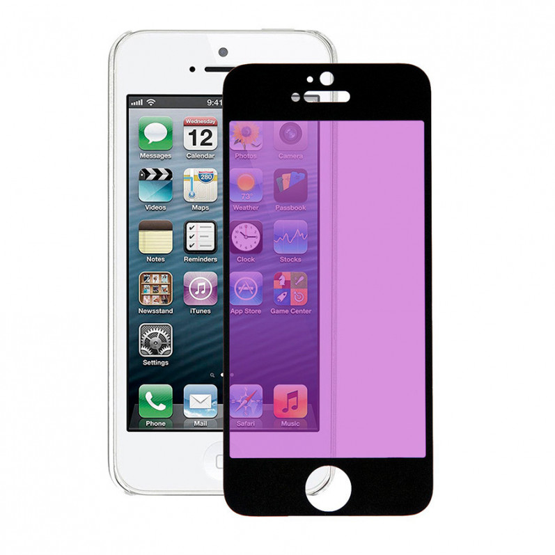 Verre Trempé Complet Anti Blue-Ray Noir pour iPhone 5