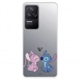 Funda para Xiaomi Poco F4 5G Oficial de Disney Angel & Stitch Beso - Lilo & Stitch