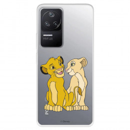 Funda para Xiaomi Poco F4 5G Oficial de Disney Simba y Nala Silueta - El Rey León