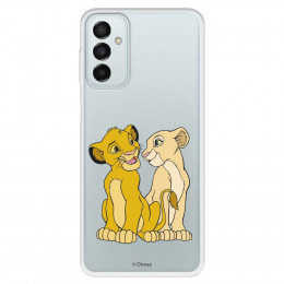 Funda para Samsung Galaxy M13 Oficial de Disney Simba y Nala Silueta - El Rey León