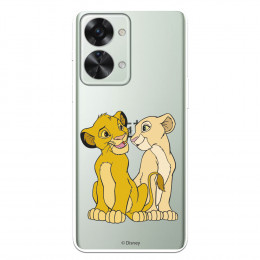 Funda para OnePlus Nord 2T 5G Oficial de Disney Simba y Nala Silueta - El Rey León