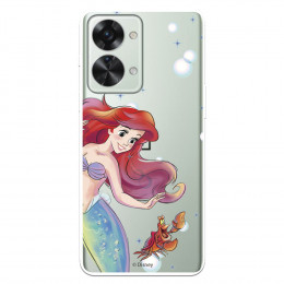 Funda para OnePlus Nord 2T 5G Oficial de Disney Ariel y Sebastián Burbujas - La Sirenita