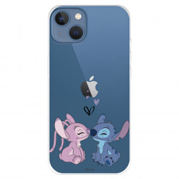 Funda para IPhone 14 Max Oficial de Disney Angel & Stitch Beso - Lilo & Stitch