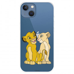 Funda para IPhone 14 Max Oficial de Disney Simba y Nala Silueta - El Rey León