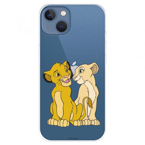 Funda para IPhone 14 Max Oficial de Disney Simba y Nala Silueta - El Rey León