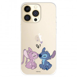 Funda para IPhone 14 Pro Oficial de Disney Angel & Stitch Beso - Lilo & Stitch