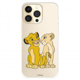 Funda para IPhone 14 Pro Oficial de Disney Simba y Nala Silueta - El Rey León
