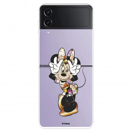 Funda para Samsung Galaxy Z Flip4 Oficial de Disney Minnie Posando - Clásicos Disney