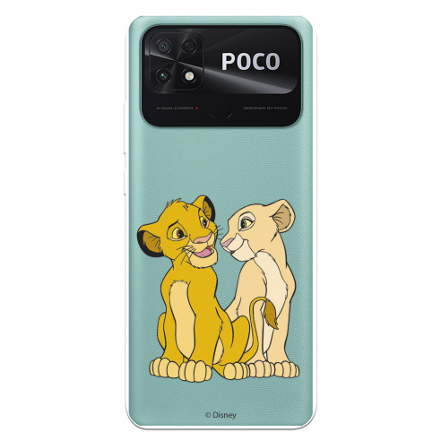 Coque pour Xiaomi Poco C40 Officielle de Disney Simba et Nala Silhouette - Le Roi Lion