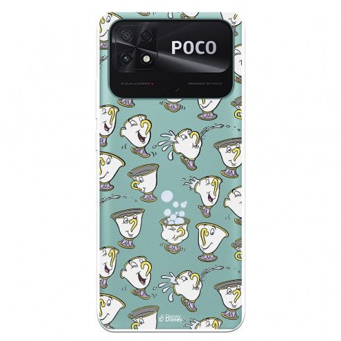 Coque pour Xiaomi Poco C40 Officielle de Disney Chip Potts Silhouettes - La Belle et la Bête
