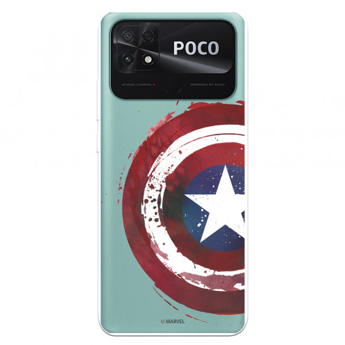 Coque pour Xiaomi Poco C40 Officielle de Marvel Captain America Écusson Transparente - Marvel
